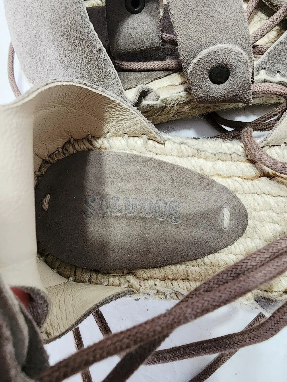 Soludos Ghillie Suede Platform Espadrille Leather Sandals Size 8